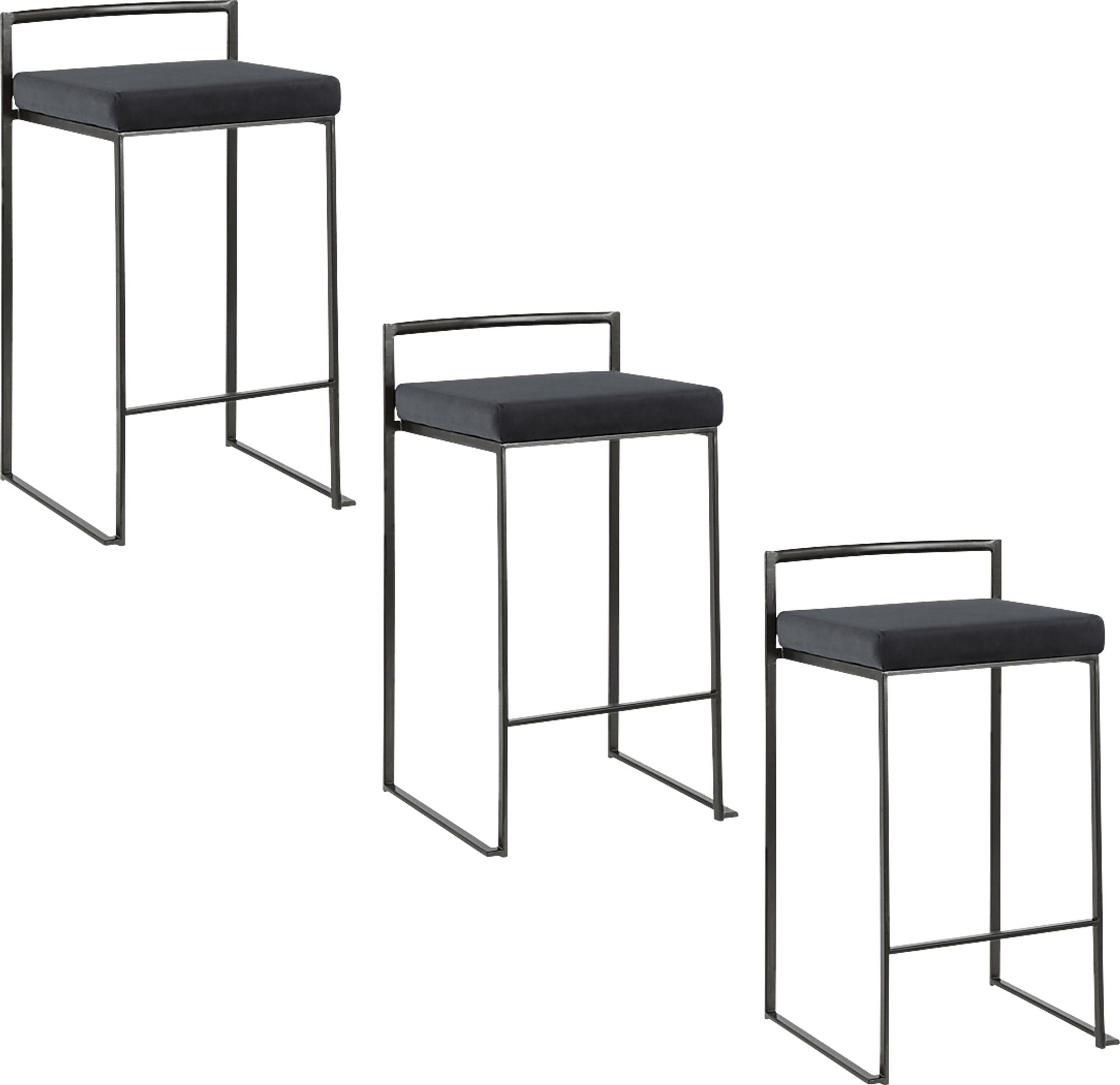 Sora IV Black Black Counter Height Stool, Set of 3 - Image 1