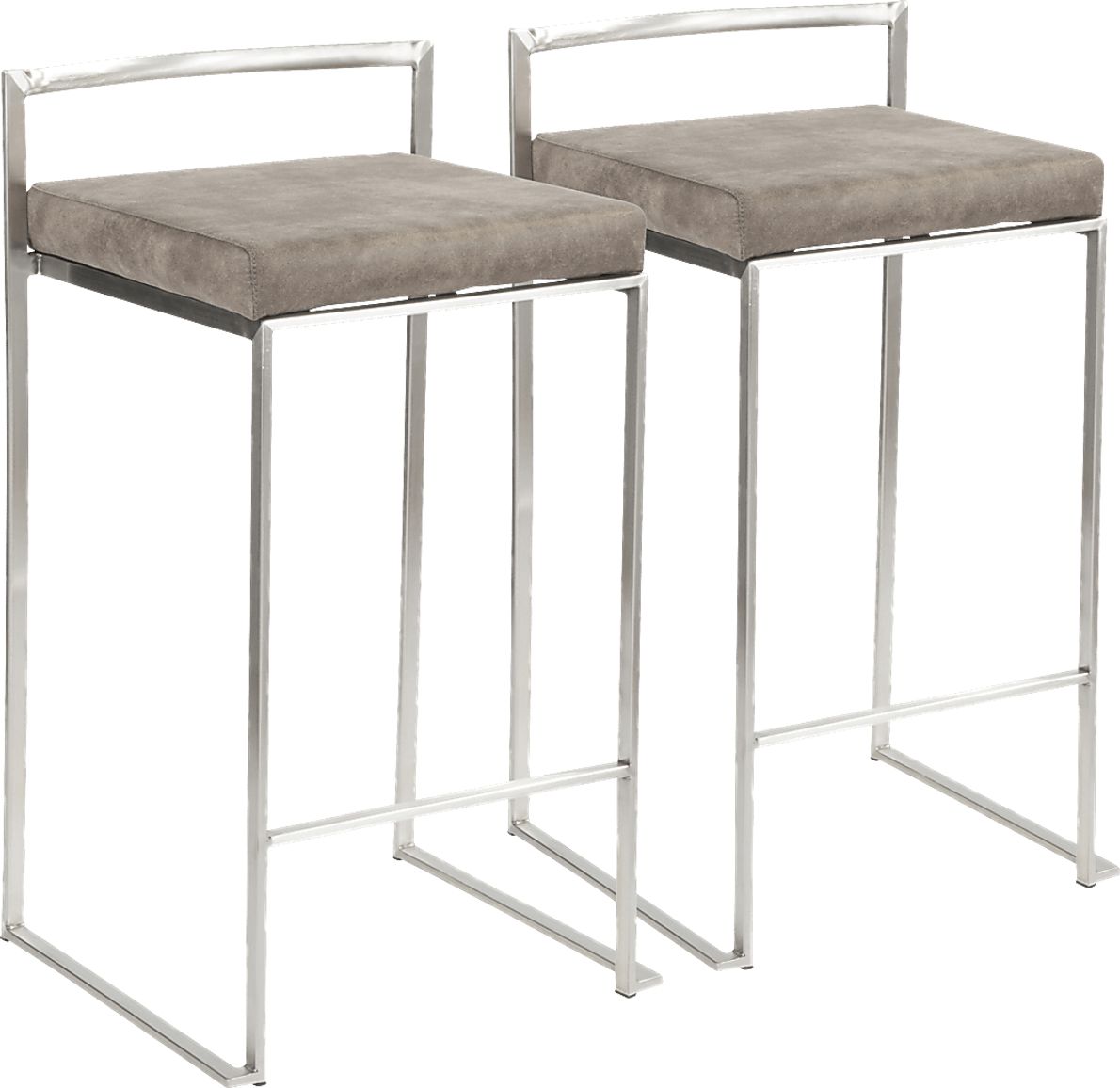 Sora Stone Silver Counter Height Stool (Set of 2)