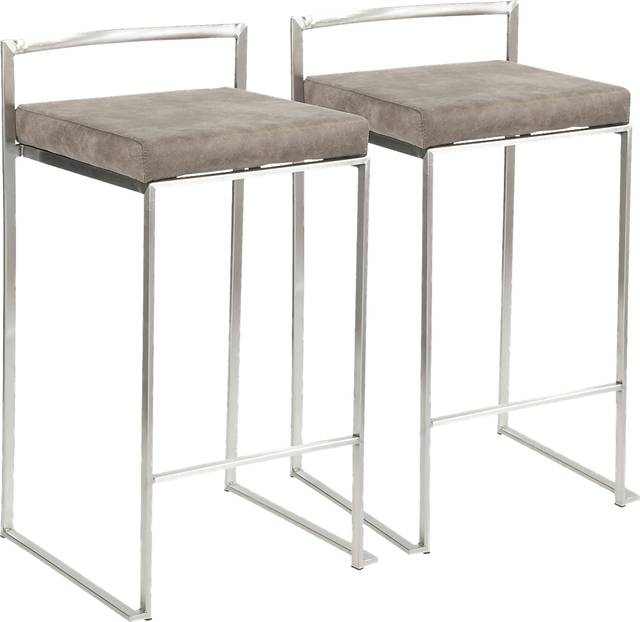 Sora Stone Silver Counter Height Stool (Set of 2) - Thumbnail - Image 1