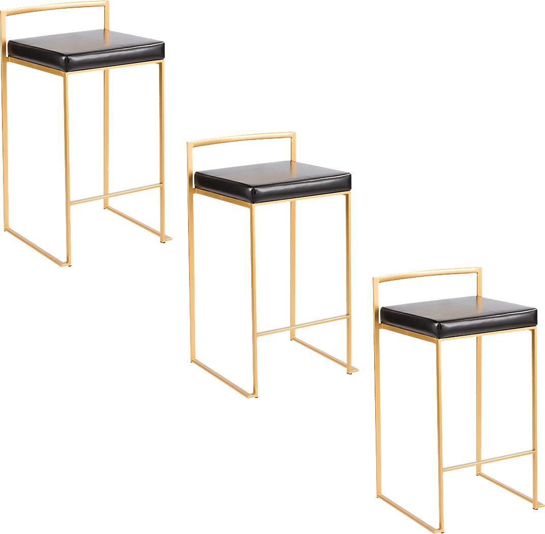 Sora VI Black Counter Height Stool, Set of 3