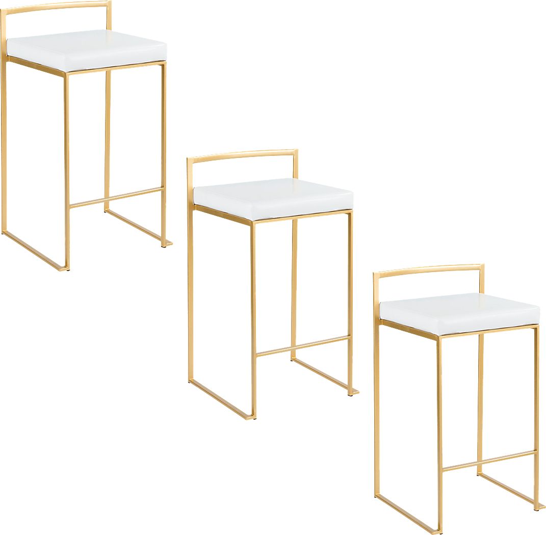 Sora VI White Counter Height Stool, Set of 3