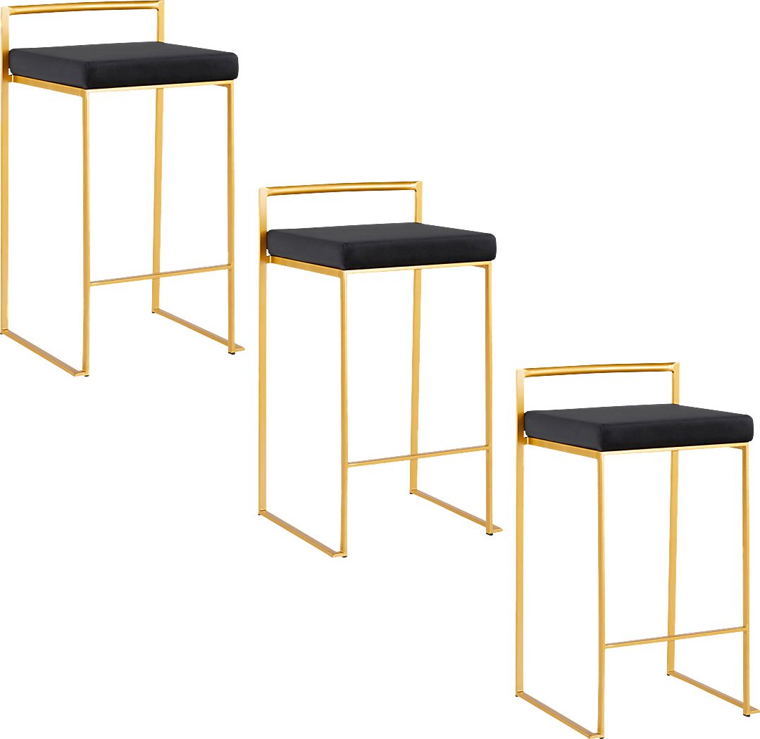 Sora VII Black Counter Height Stool, Set of 3