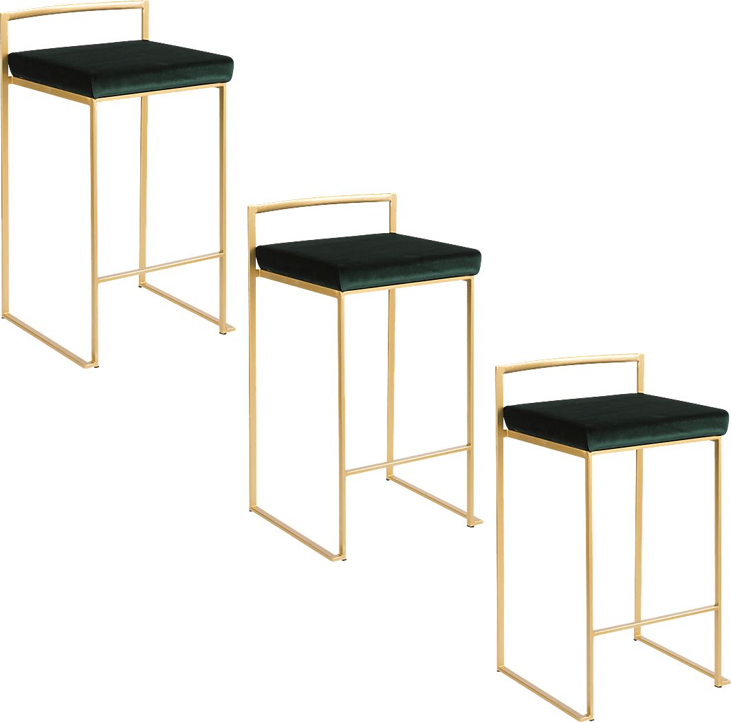 Sora VII Green Counter Height Stool, Set of 3