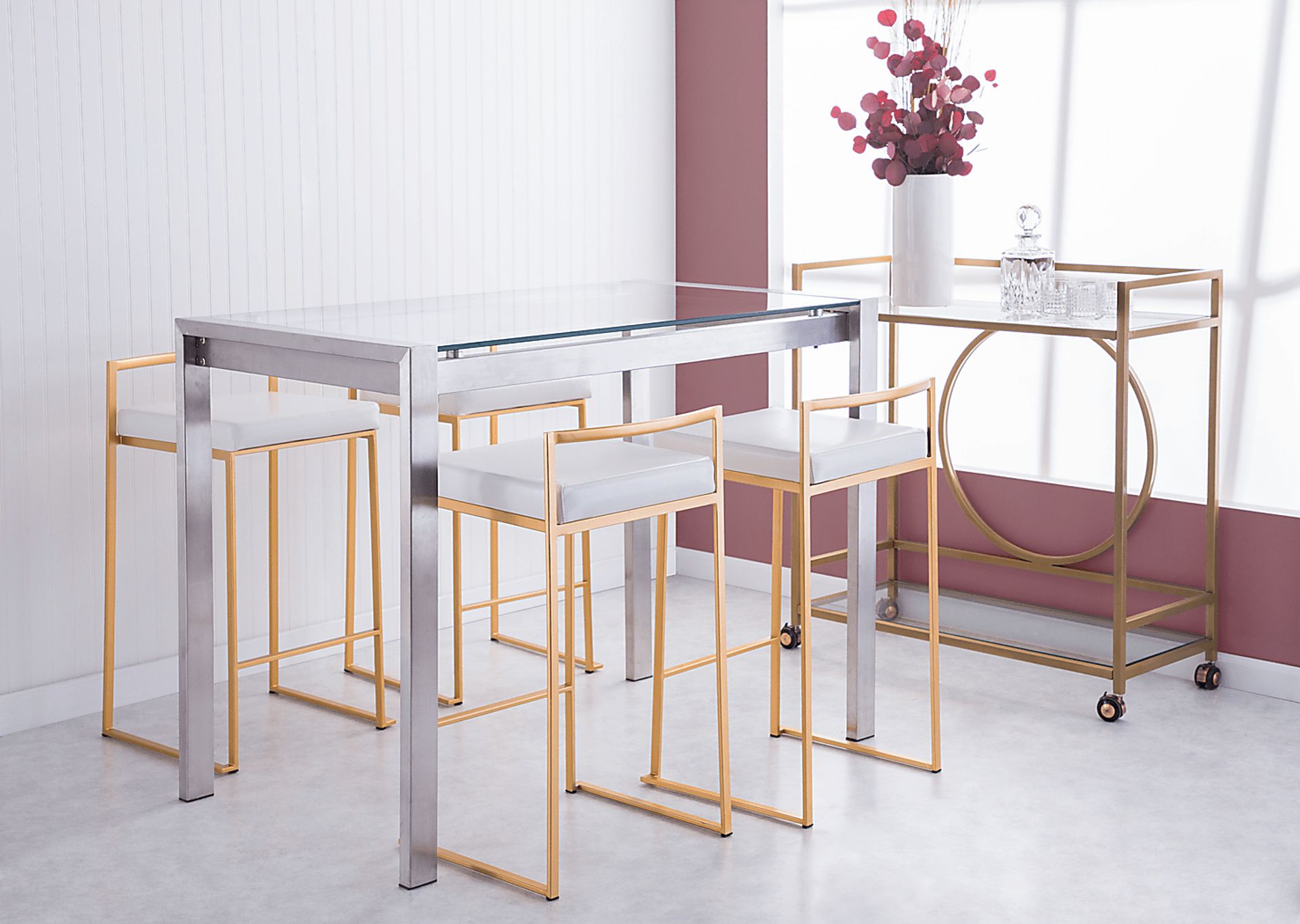 Sora White Gold UltraHyde Counter Height Stool (Set of 2) - Image 4