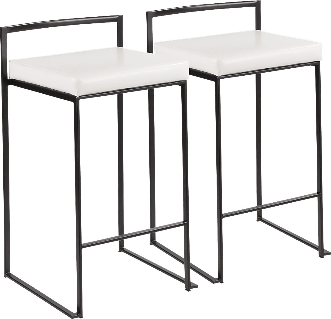 Sora White Ultra Hyde Black Metal Counter Height Stool (Set of 2)
