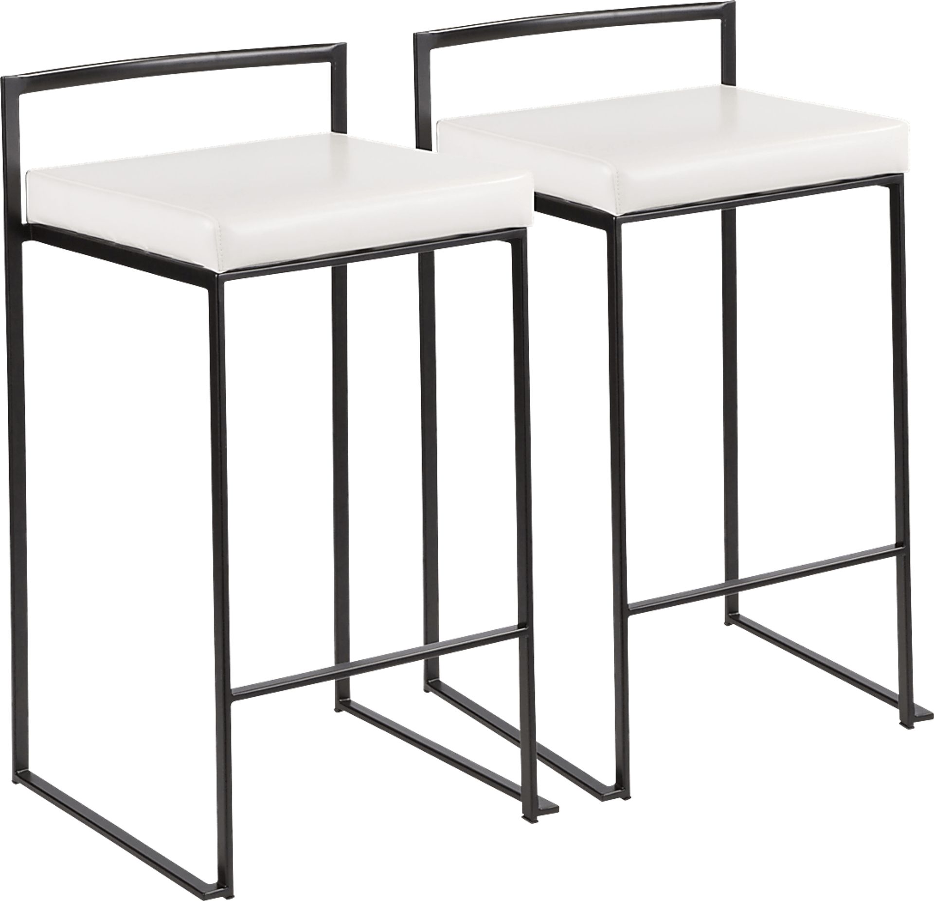 Sora White Ultra Hyde Black Metal Counter Height Stool (Set of 2) - Image 1
