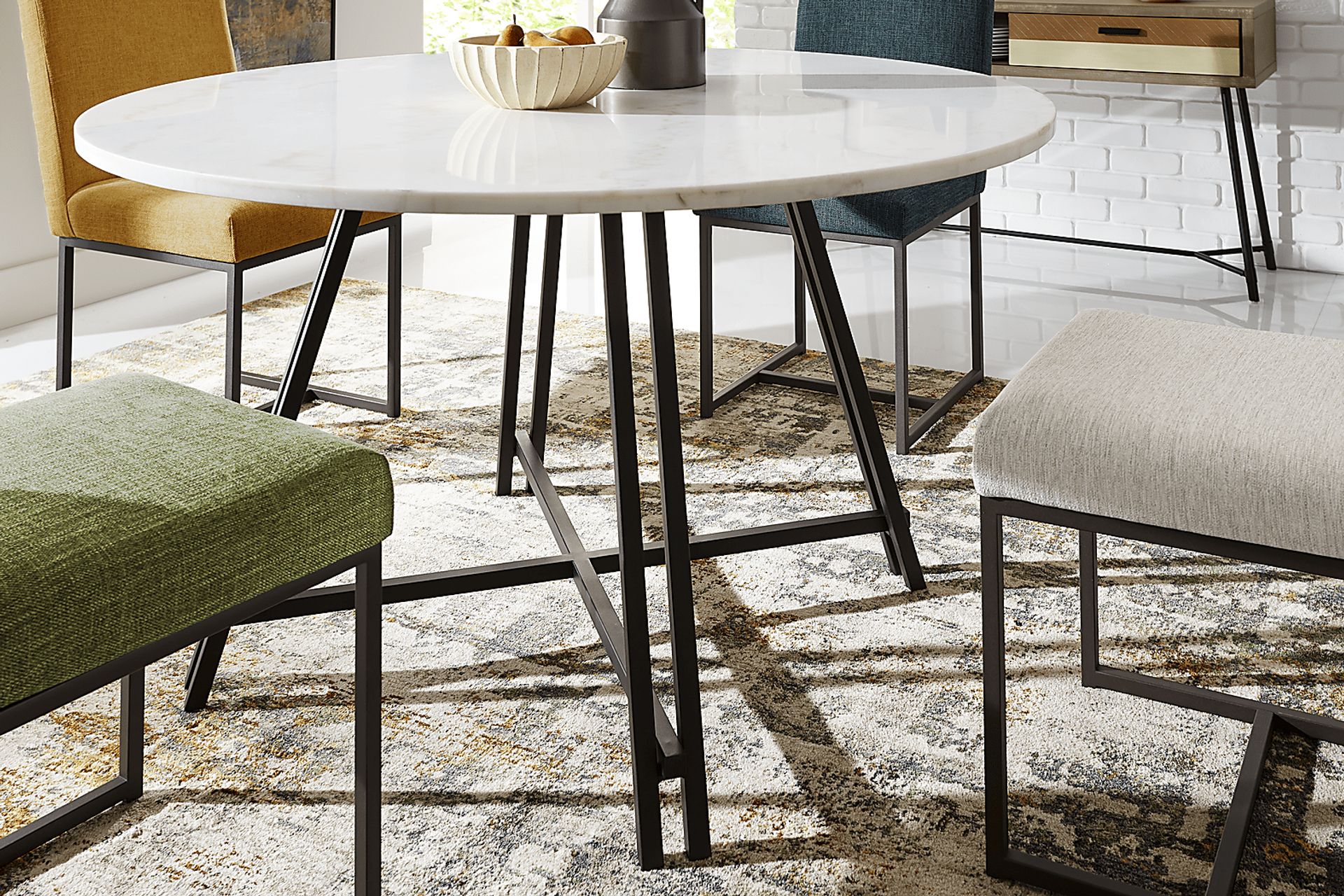 Soraya Street White 5 Pc Dining Room with Loft Side Gray Chairs - Image 4