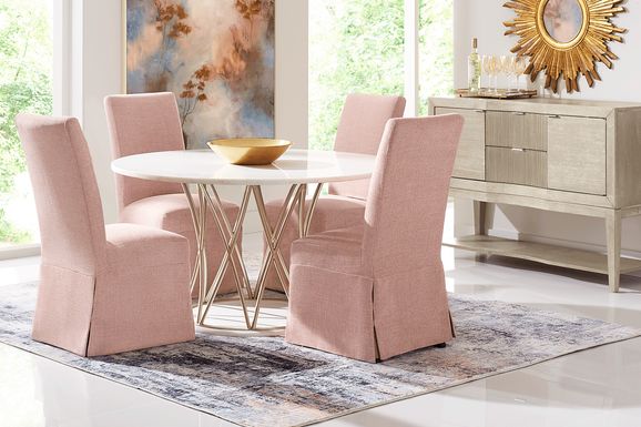 Soraya Street White 5 Pc Dining Room with Blush Side Chairs