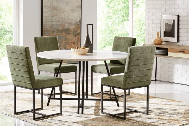 Soraya Street White 5 Pc Dining Room with Loft Side Avocado Chairs - Thumbnail - Image 1