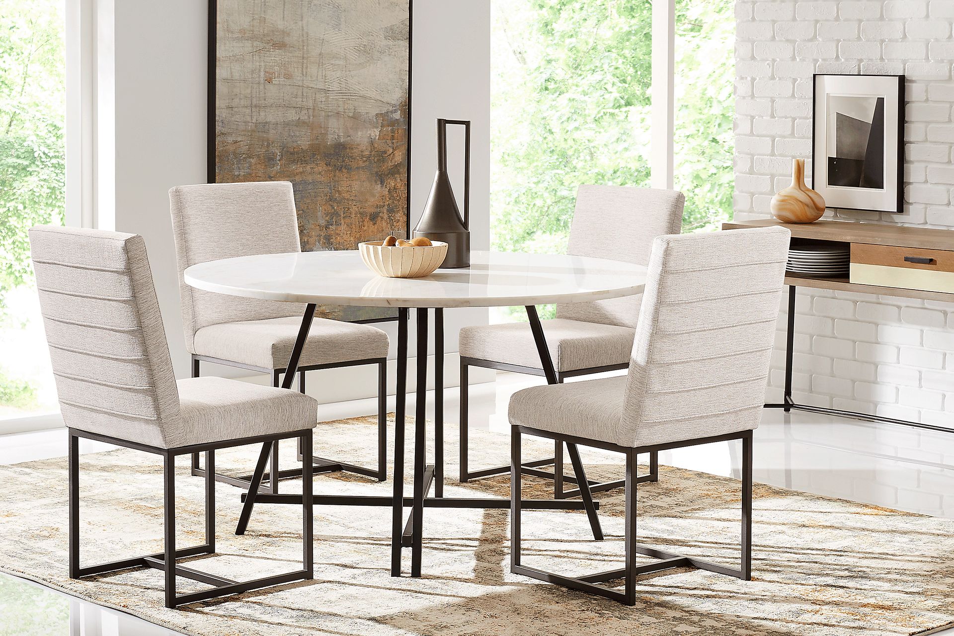 Soraya Street White 5 Pc Dining Room with Loft Side Gray Chairs - Image 1