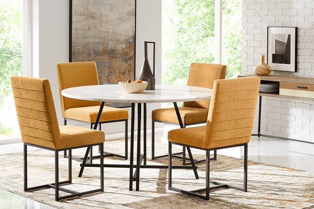 Soraya Street White 5 Pc Dining Room with Loft Side Sunflower Chairs - Thumbnail - Image 1