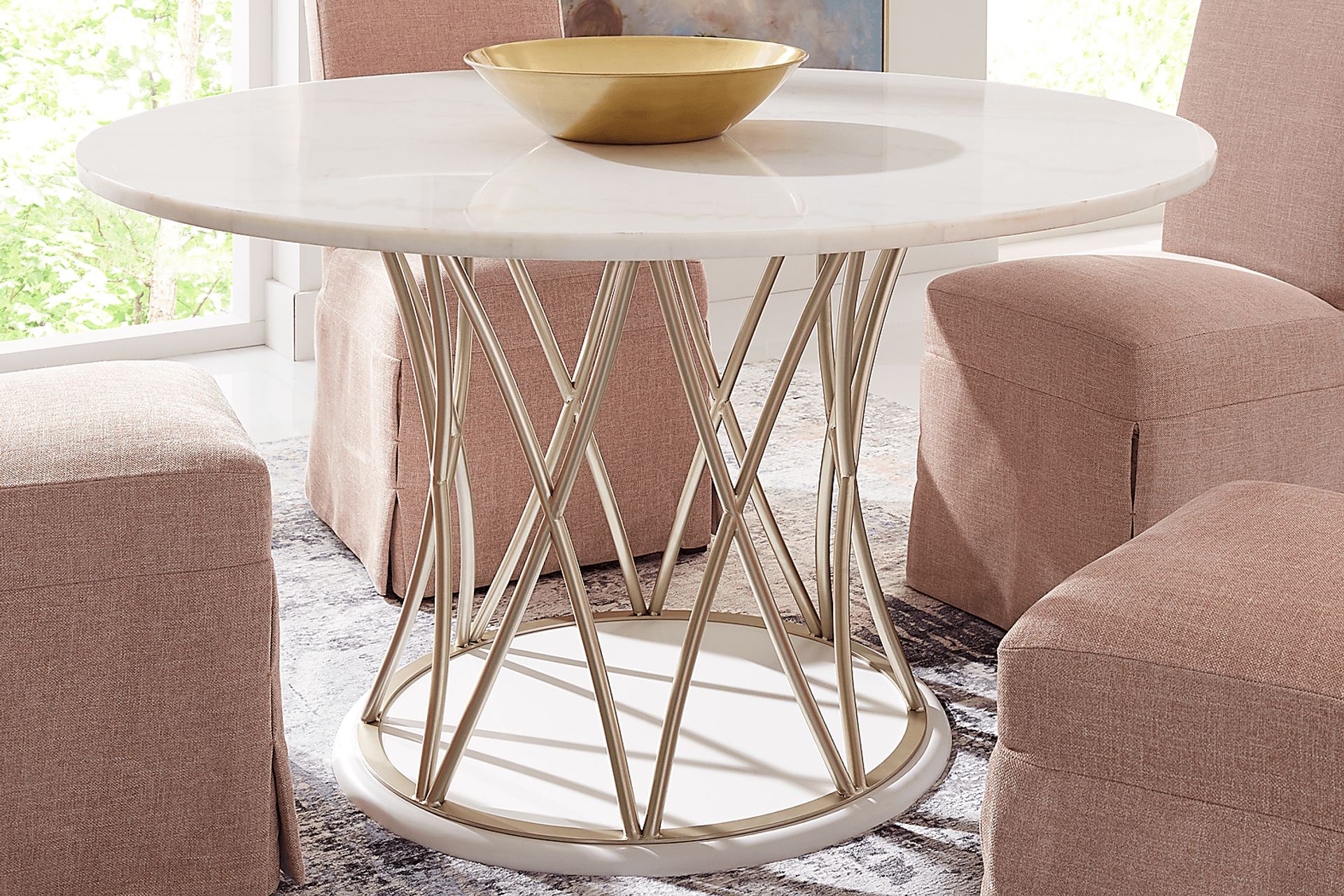 Soraya Street White 5 Pc Dining Room with Blush Side Chairs - Image 3