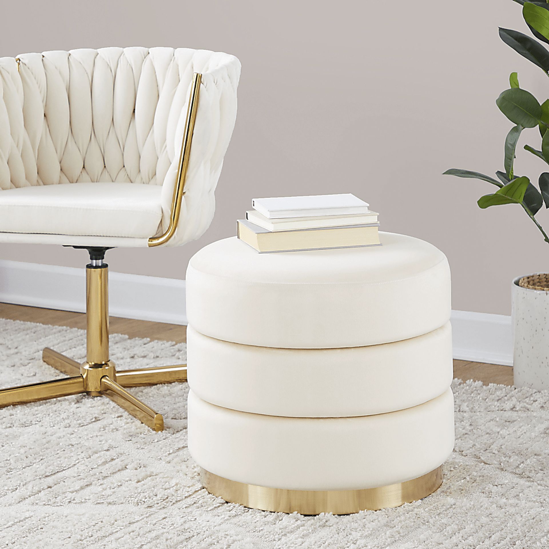 Sorbonne Cream Ottoman - Image 2
