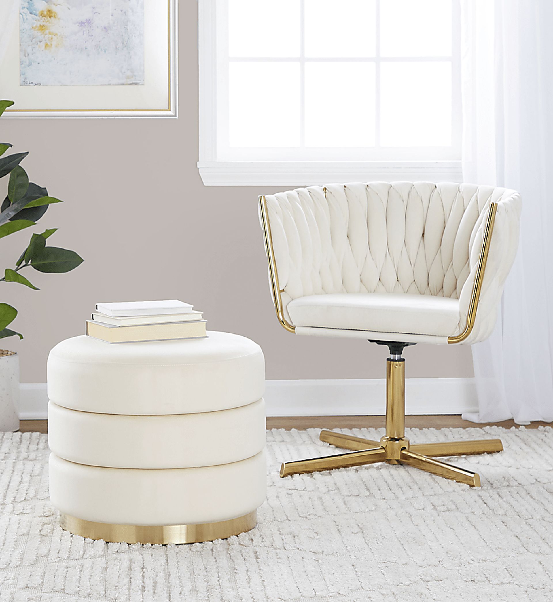 Sorbonne Cream Ottoman - Image 3