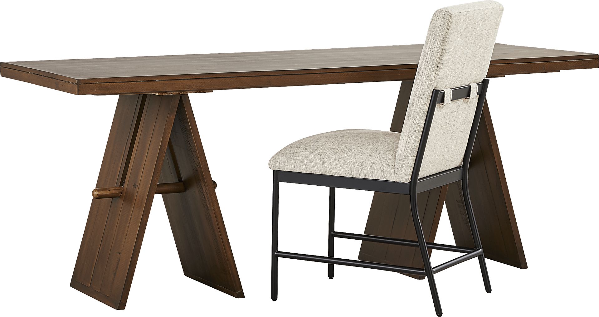 Soren Brown Writing Desk with Cream Chair - Image 2