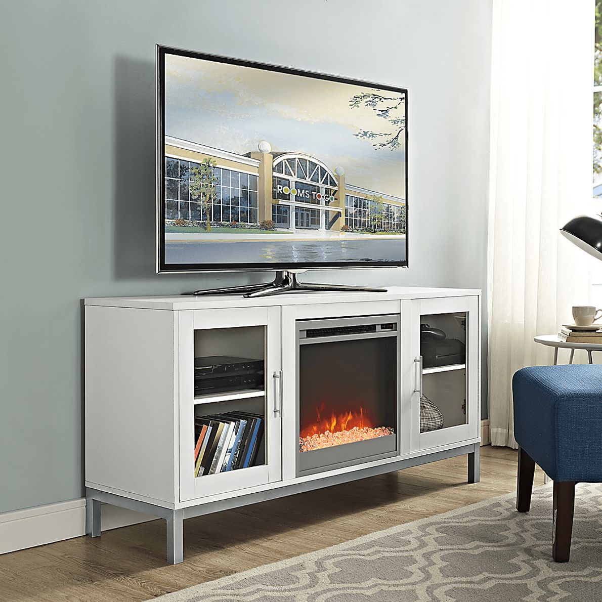 Sorrell White 52 in. Console with Electric Fireplace