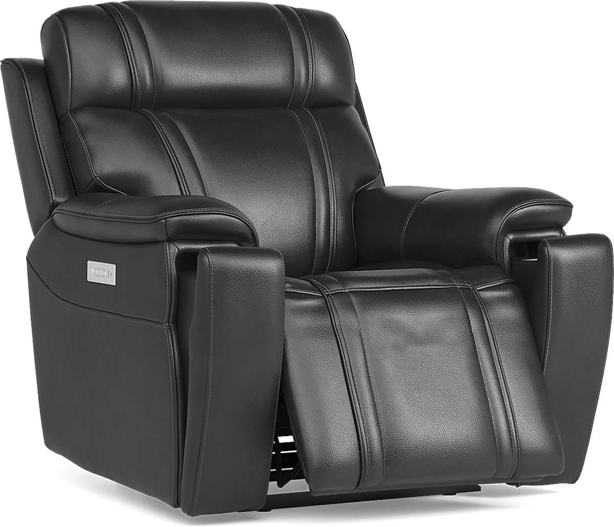 Shaq Sound Tech 8 Pc Black Leather Triple Power Reclining Living Room