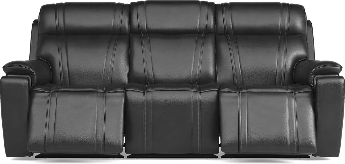 Shaq Sound Tech 8 Pc Black Leather Triple Power Reclining Living Room