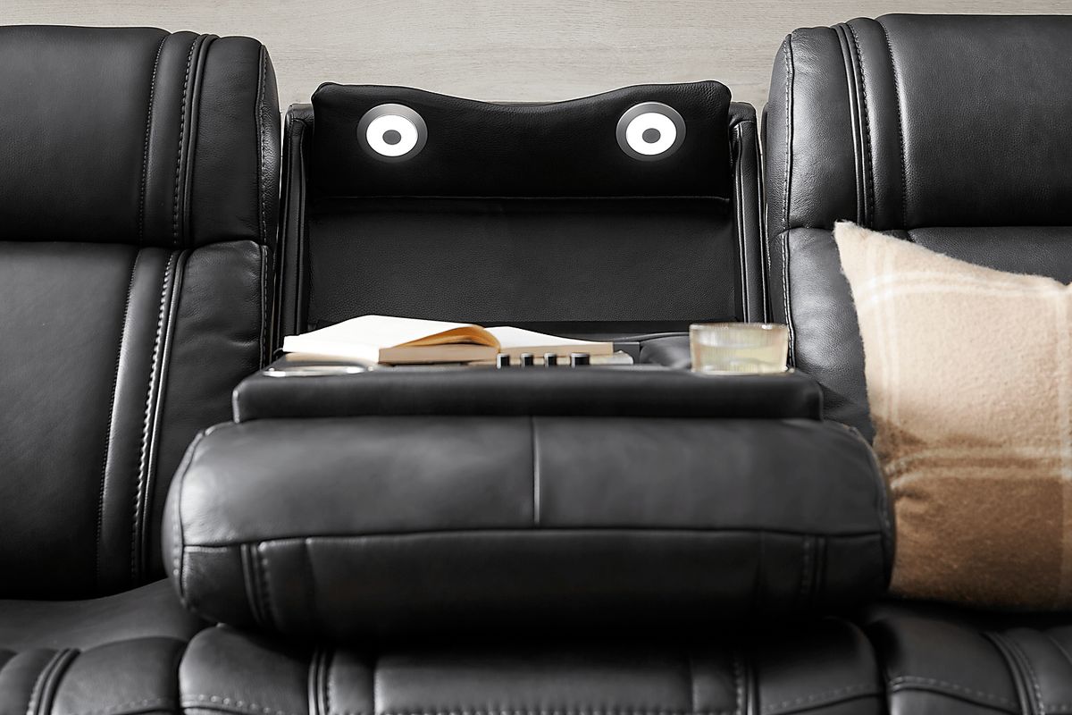 Sound Tech 7 Pc Black Leather Triple Power Reclining Living Room Set ...