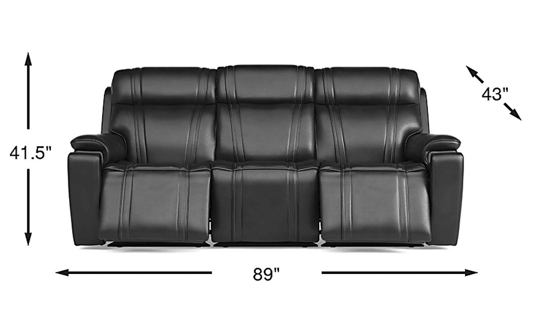 Sound Tech by Shaq Black Leather Triple Power Reclining Sofa with Audio
