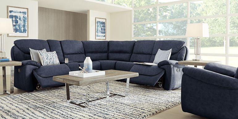 South Brook Blue 6 Pc Reclining Sectional