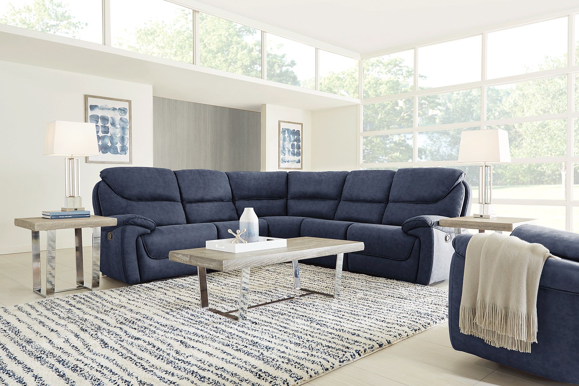 South Brook Blue 8 Pc Reclining Sectional Living Room - Image 1