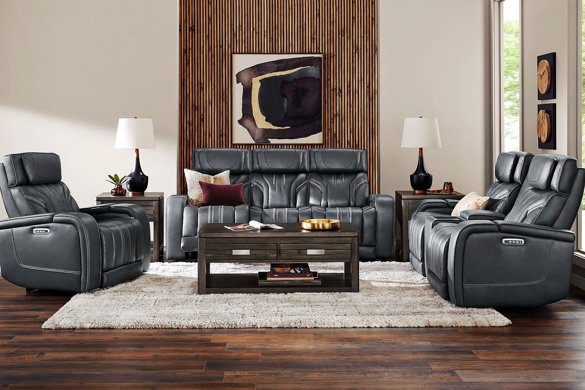 Southlake Navy 8 Pc Triple Power Reclining Living Room - Image 1