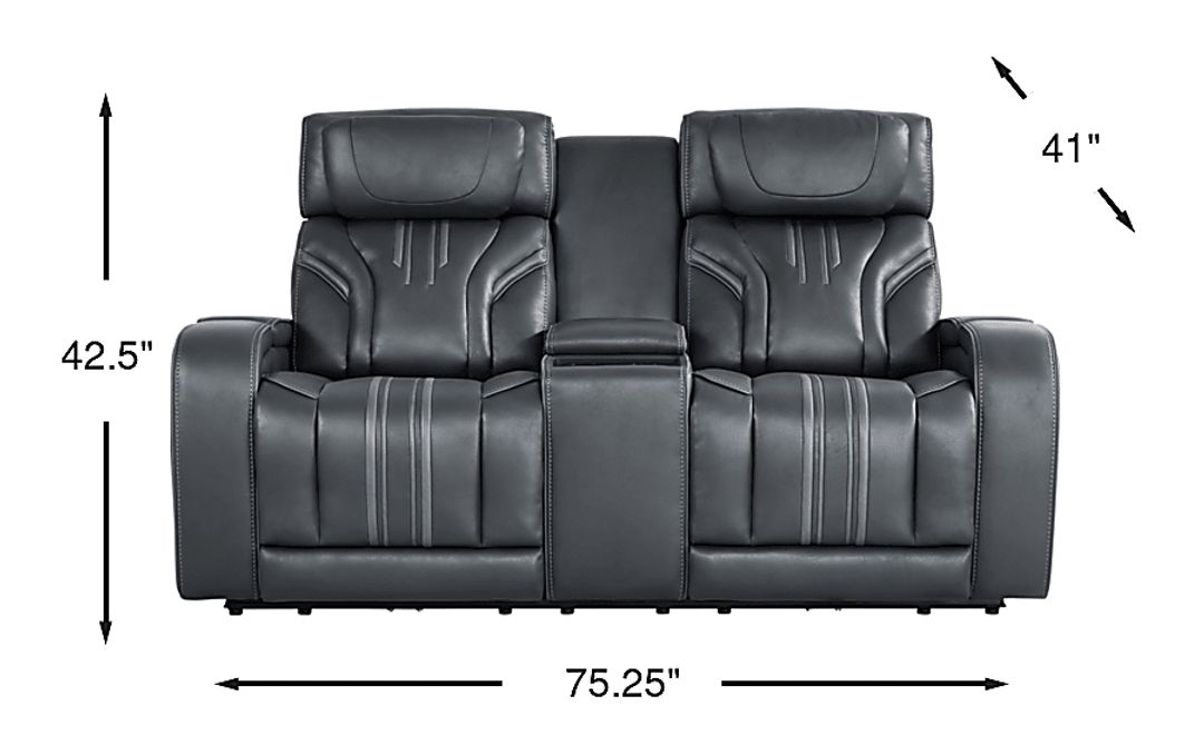 Southlake Navy Triple Power Reclining Console Loveseat with Audio