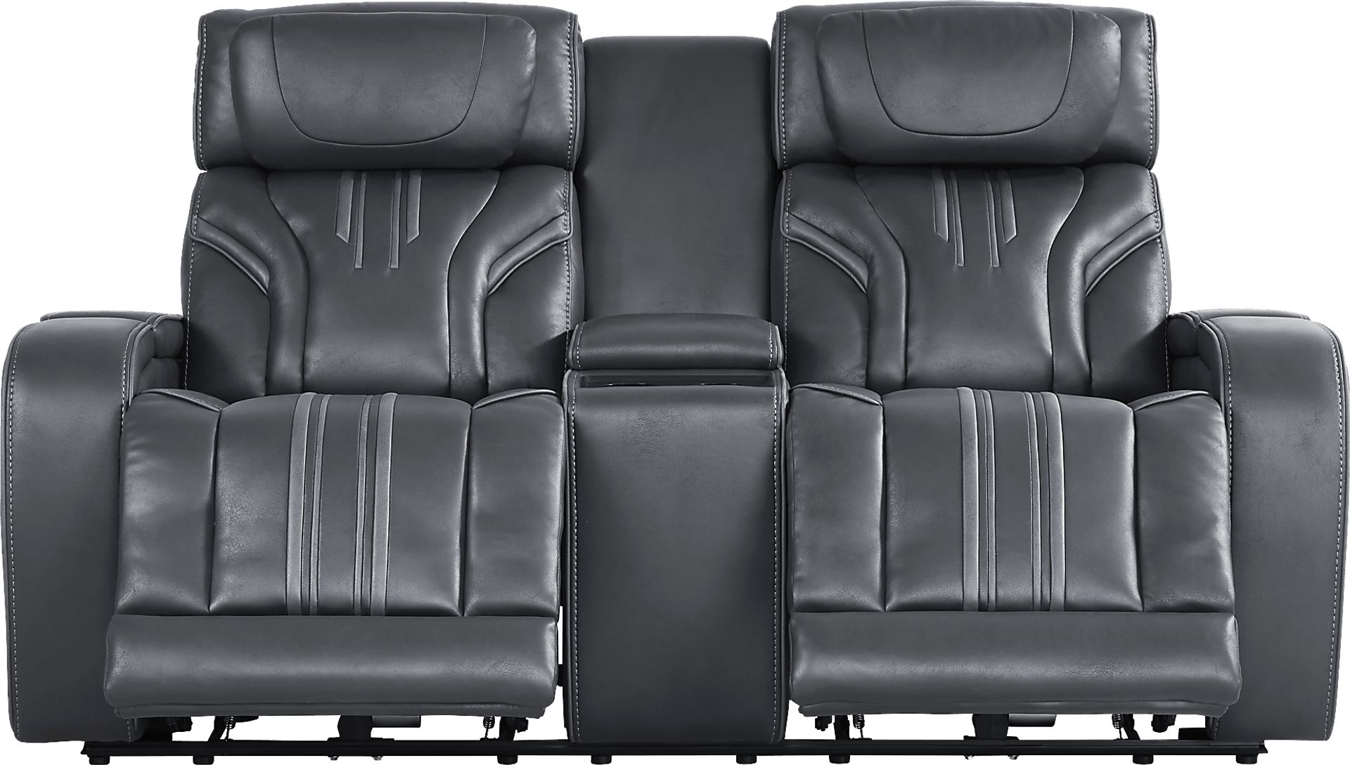 Southlake Navy Triple Power Reclining Console Loveseat with Audio - Image 2