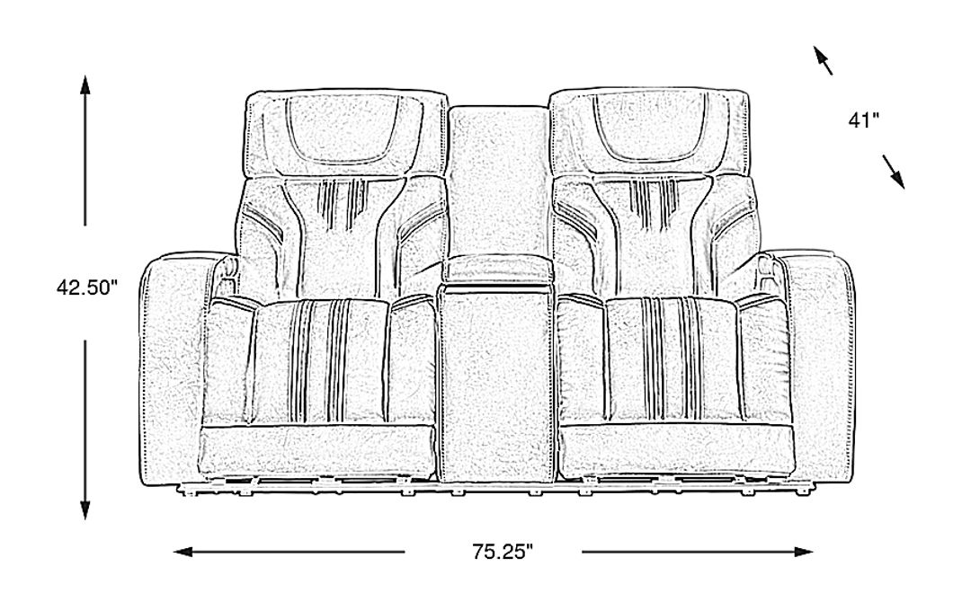 Southlake Navy Triple Power Reclining Console Loveseat with Audio