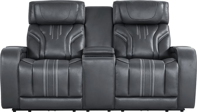 Southlake Navy Triple Power Reclining Console Loveseat with Audio