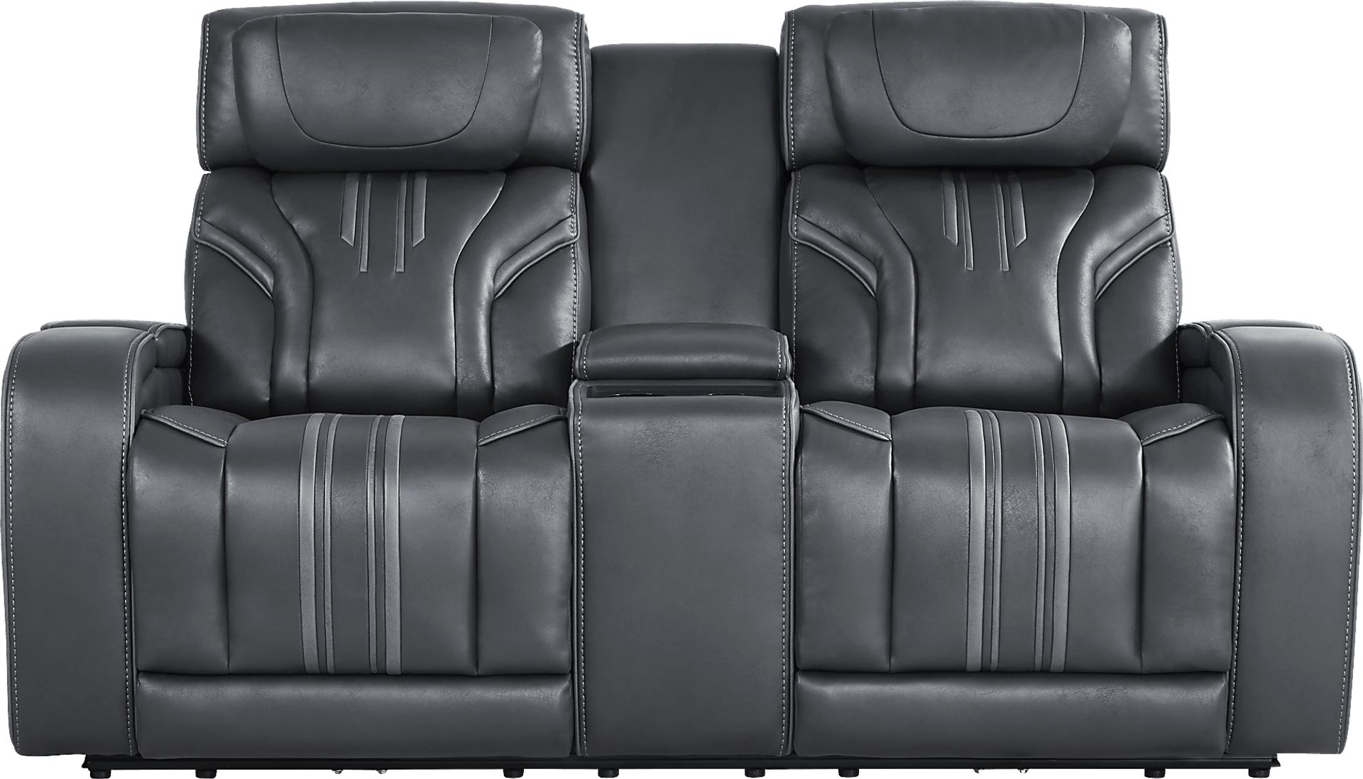 Southlake Navy Triple Power Reclining Console Loveseat with Audio - Image 1
