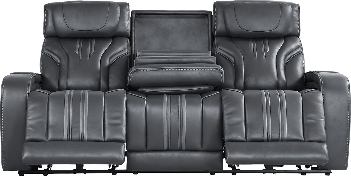 Southlake 7 Pc Navy Blue Polyester Fabric Triple Power Reclining Living