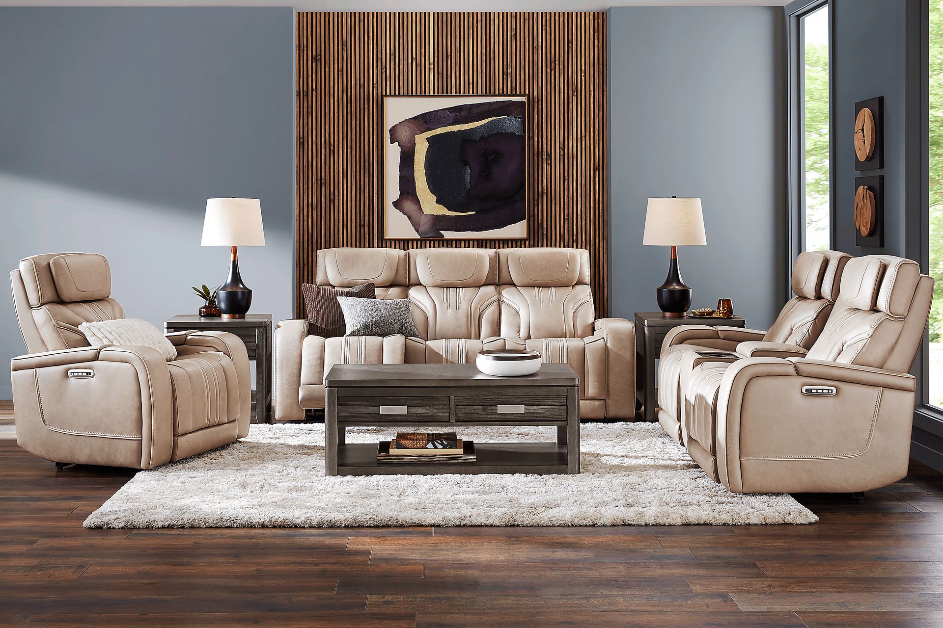 Southlake Sand 7 Pc Triple Power Reclining Living Room - Image 1