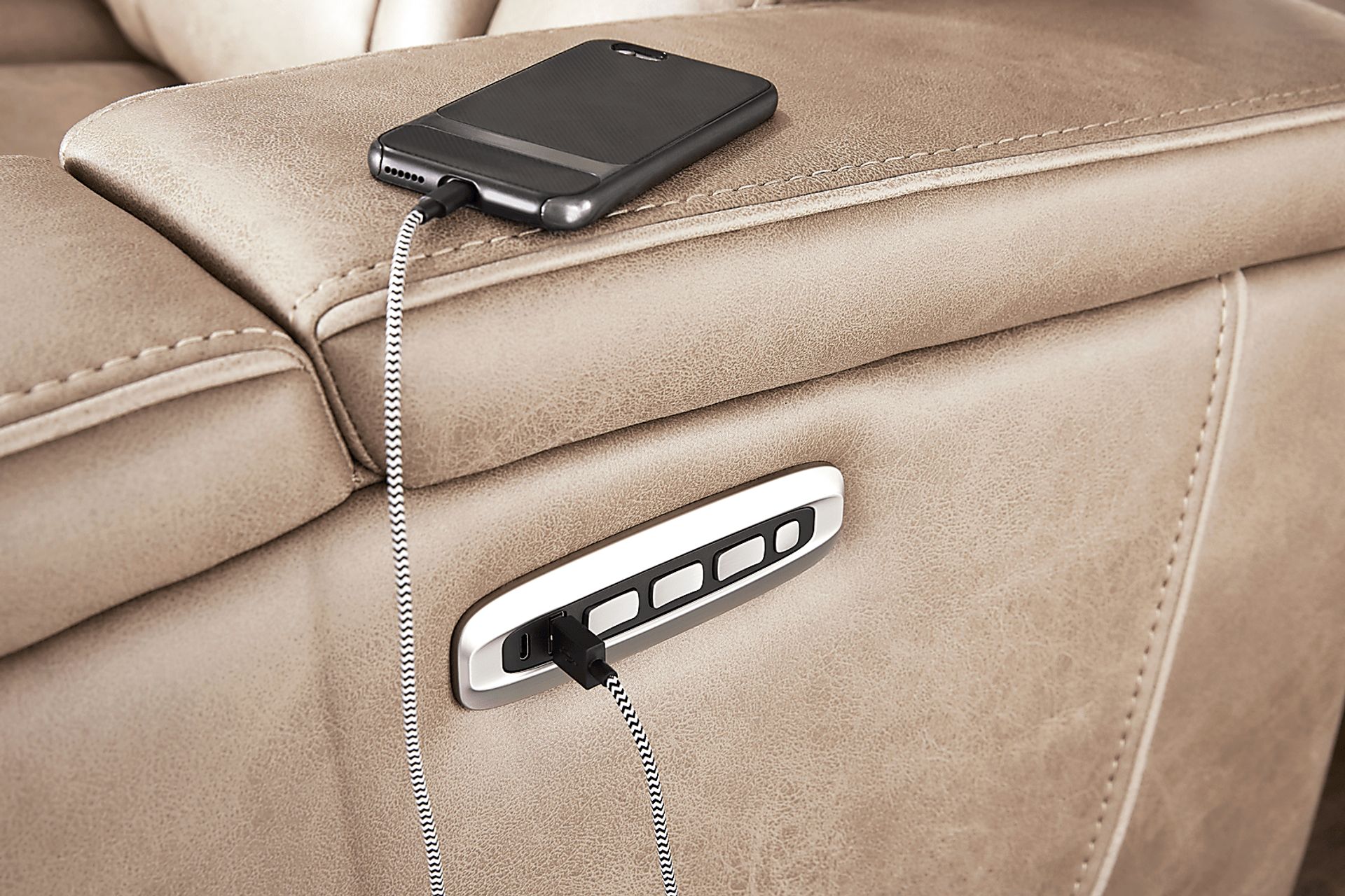 Southlake Sand Triple Power Reclining Sofa with Audio - Image 9