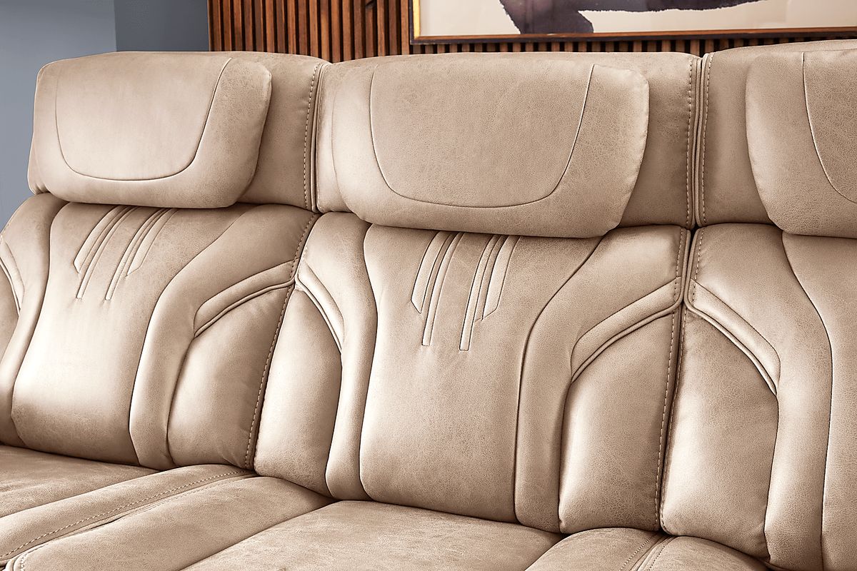 Southlake 5 Pc Sand Beige Microfiber Triple Power Reclining Living Room ...