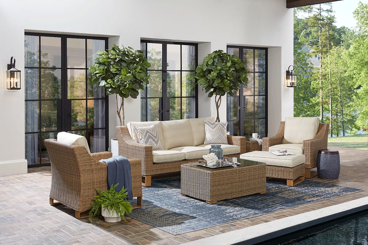 Southport 4 Pc Wicker Tan Beige,Brown Outdoor Seating Set With Sofa ...