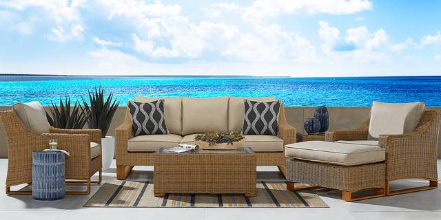 Southport Tan 5 Pc Outdoor Seating Set - Thumbnail - Image 1