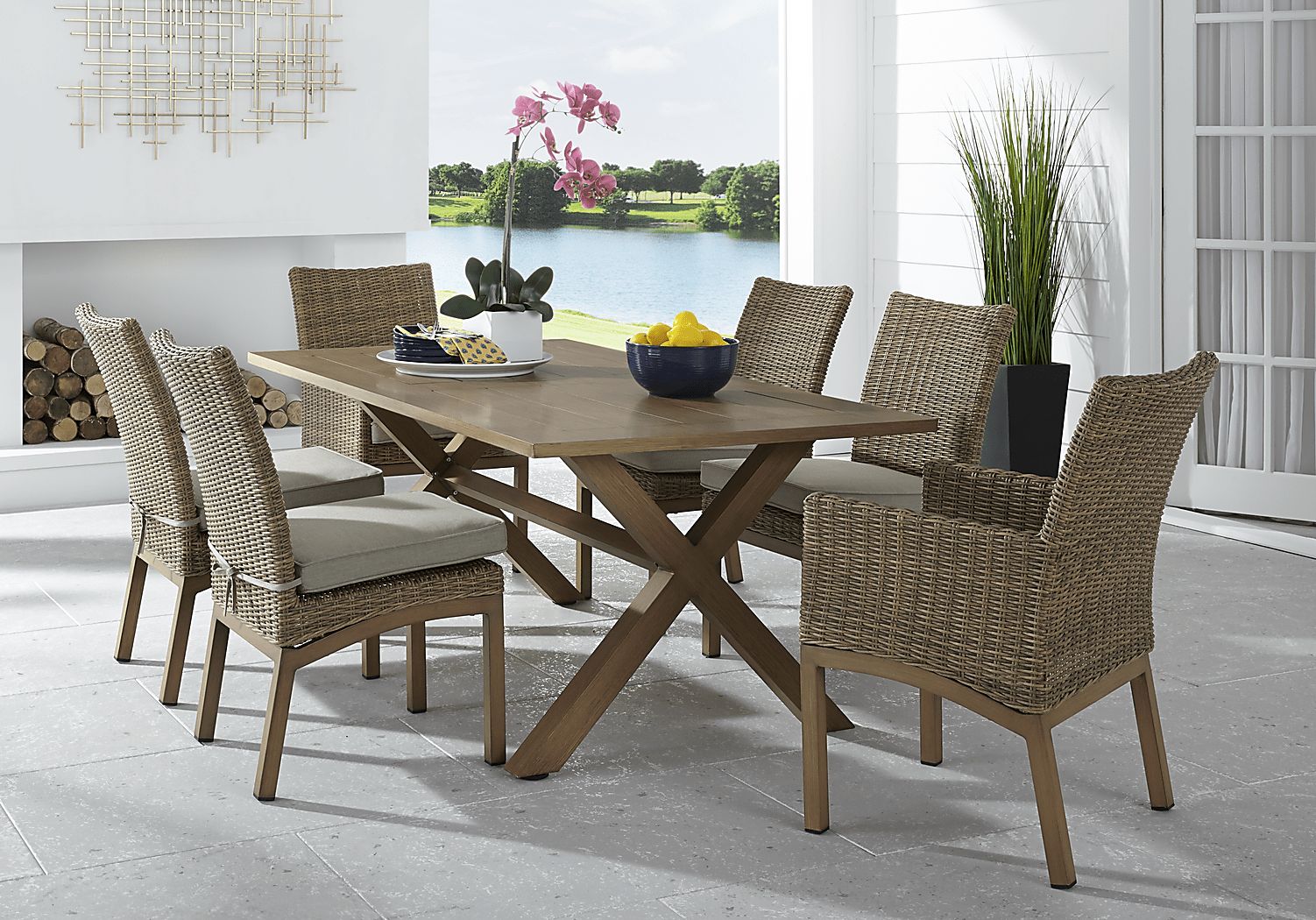 Southport Tan 7 Pc Outdoor Dining Set Rooms To Go