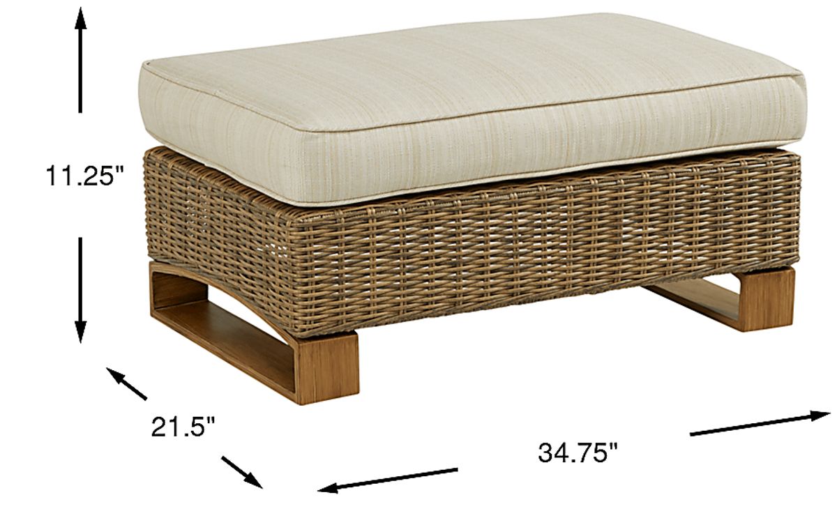 Southport Wicker Tan Beige,Brown Outdoor Ottoman | Rooms to Go