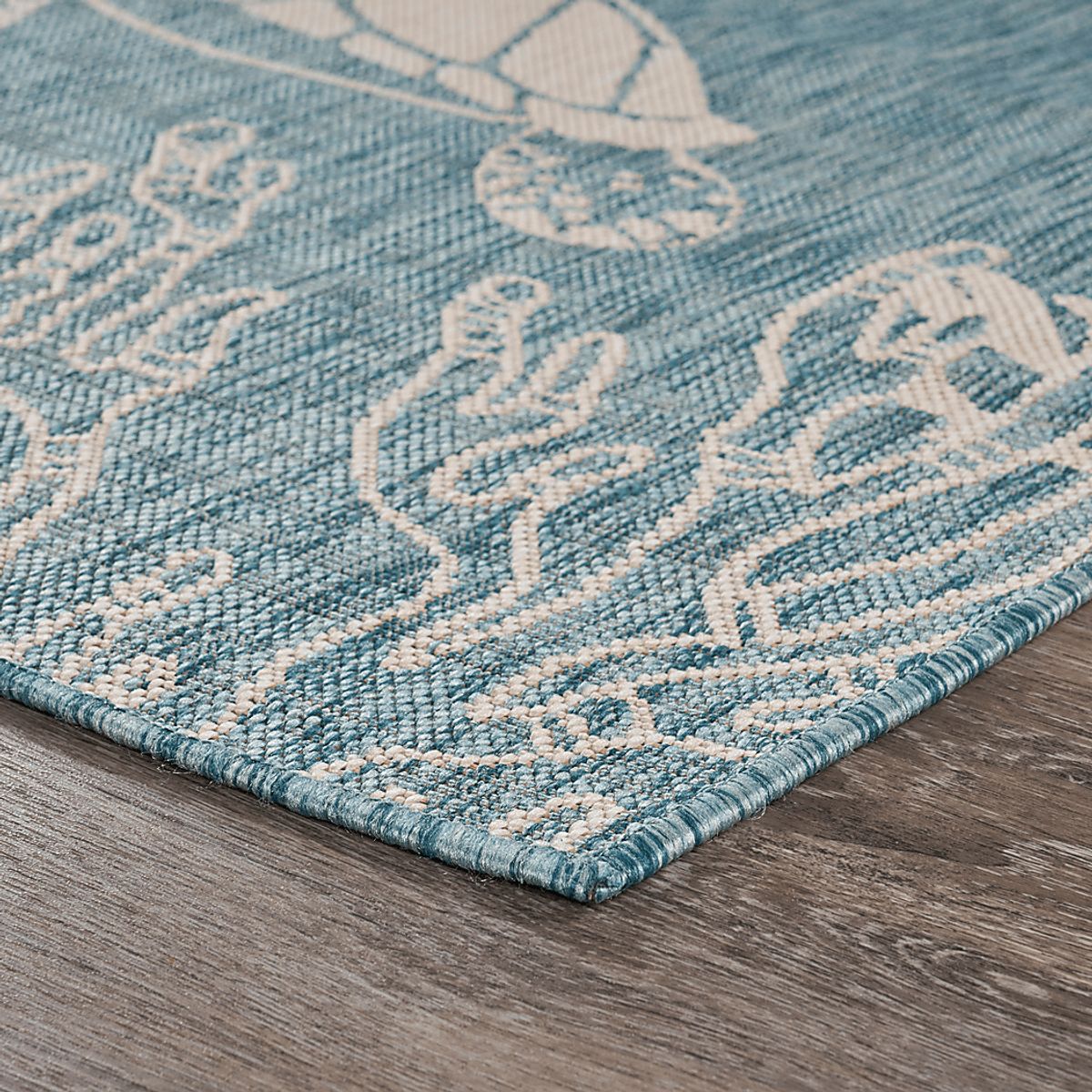 Soweyn Aqua,White Blue,White Outdoor Rugs | Rooms to Go