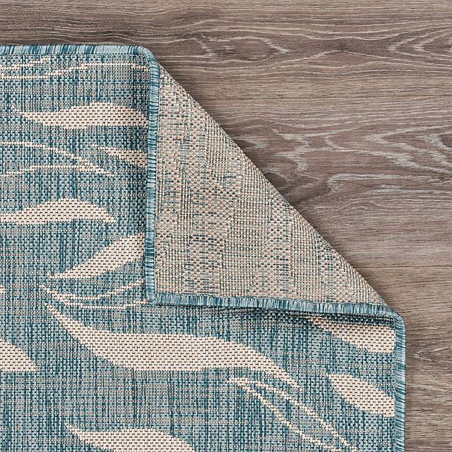 Soweyn Aqua/White 5'3 x 7' Indoor/Outdoor Rug - Thumbnail - Image 5