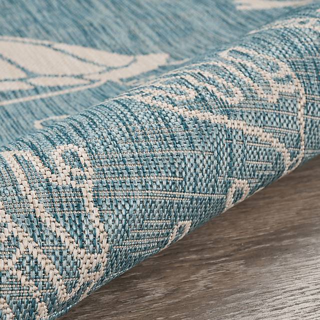 Soweyn Aqua/White 5'3 x 7' Indoor/Outdoor Rug - Thumbnail - Image 6