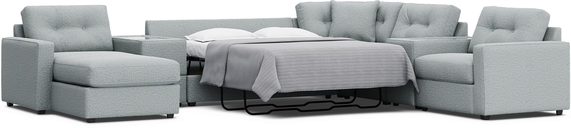 Spa 7 Pc ModularOne Gel Foam Sleeper with Media Consoles - Image 4