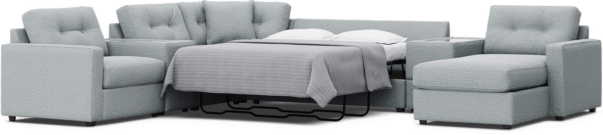 Spa 7 Pc ModularOne Gel Foam Sleeper with Media Consoles - Image 4
