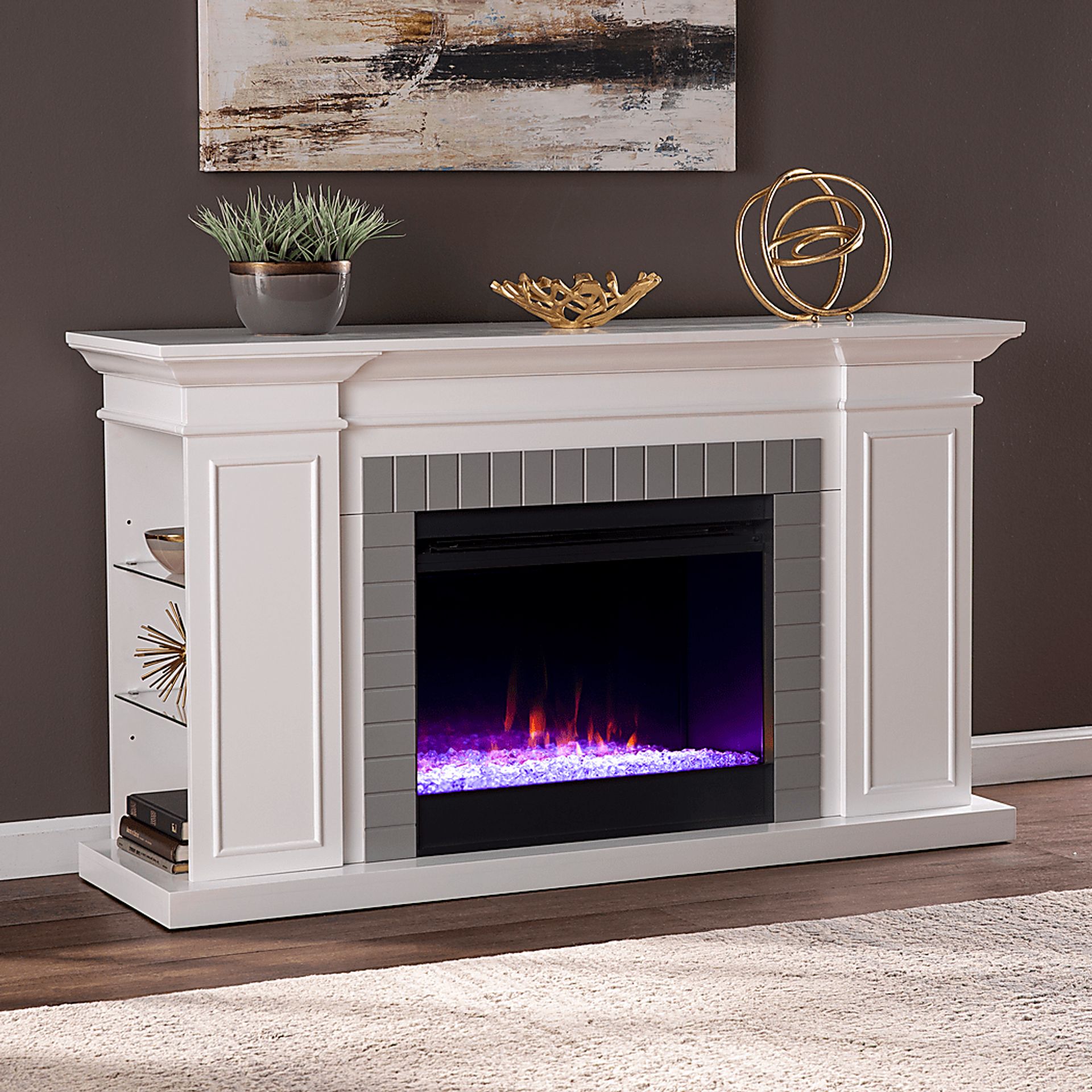Spandera I White 55 in. Console, With Color Changing Electric Fireplace - Image 2