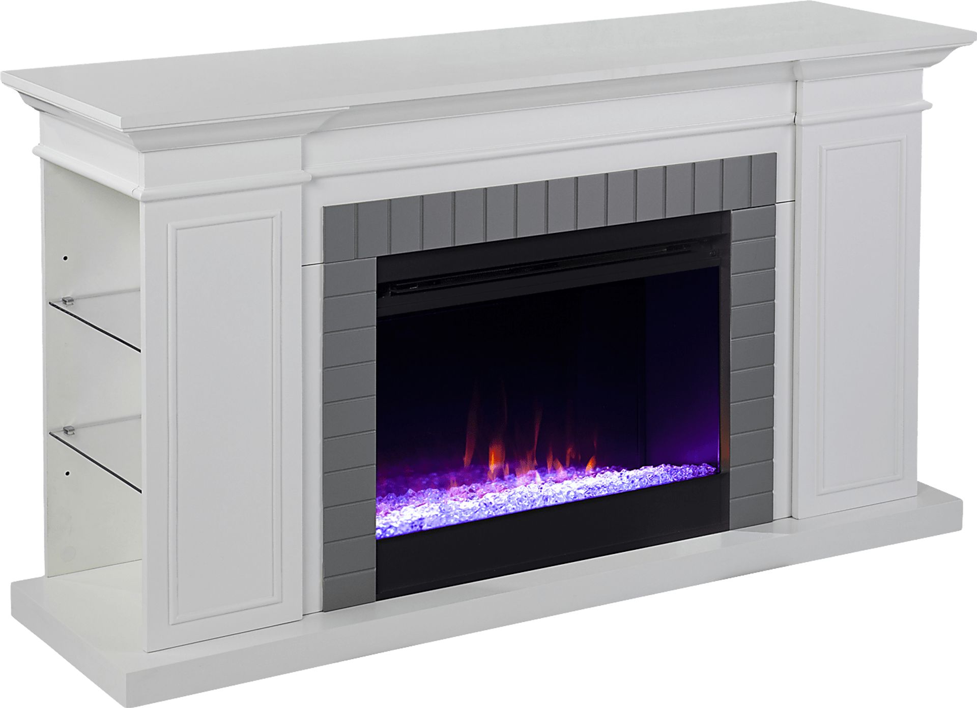 Spandera I White 55 in. Console, With Color Changing Electric Fireplace - Image 1