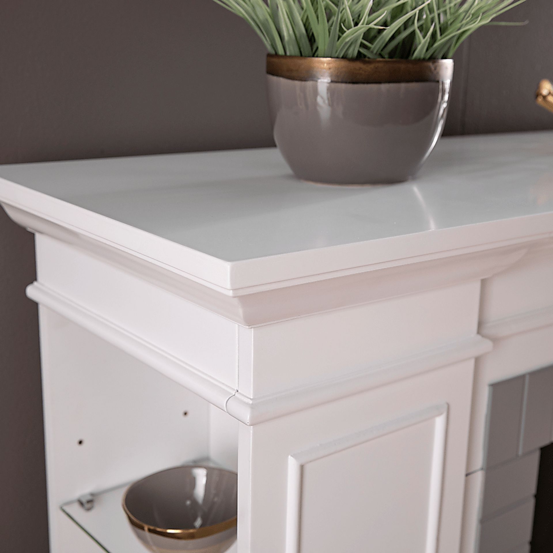 Spandera IV White 55 in. Console, With Touch Panel Electric Log Fireplace - Image 6