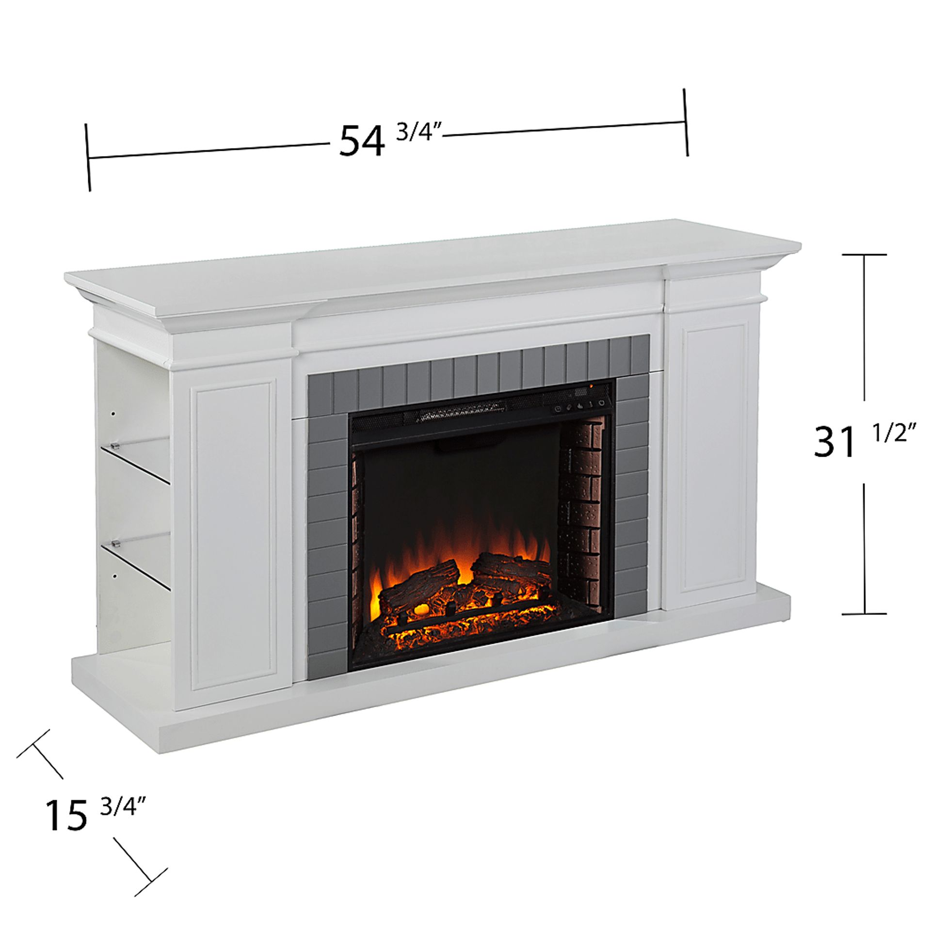 Spandera II White 55 in. Console With Electric Log Fireplace - Image 6