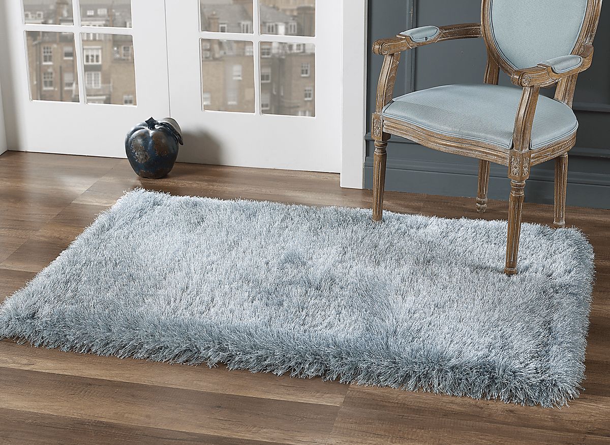Sparkle Shag Arctic Blue Rug | Rooms to Go